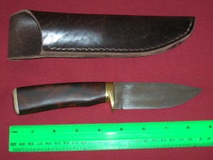 wood handle knife and sheath