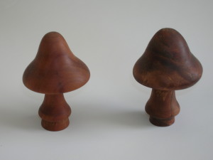 whitled by hand wooden toadstills